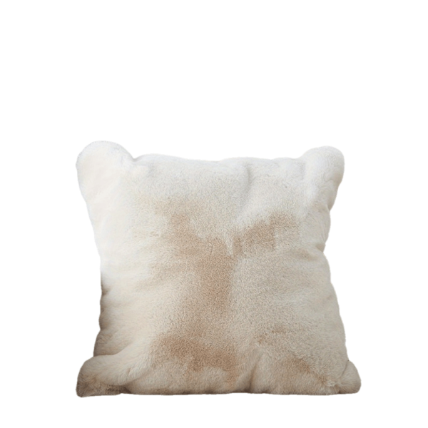 1pc Luxury Beige 18x18 Inch Long-Haired Faux Fur Pillow - Plush Cushion for Home D??cor