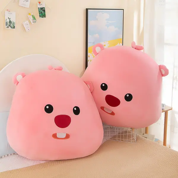 3 Sizes Pink Beaver Plush Throw Pillow (9.84 F13.78 F17.7 inches), Cuddly Stuffed Animal Home Decor Cushion, Perfect Gift for Friends & Family