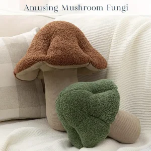 Phantoscope Pet Friendly Mushroom Shaped Throw Pillow, Teddy Fleece Soft Mushroom Decorative pillows Cute 3D shaped Cushion for Couch Sofa Bed Chair for Dog's Bed, Pack of 1